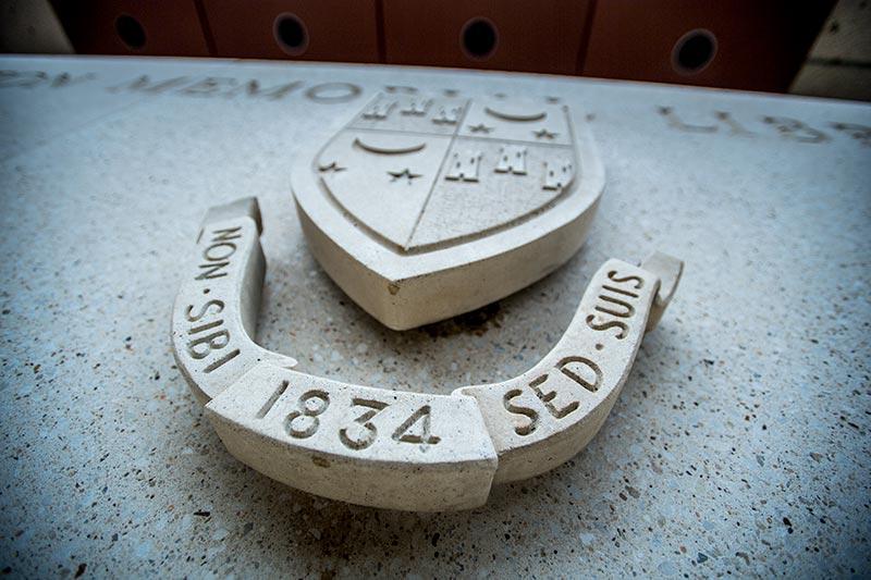 Tulane’s heraldic shield greets visitors to Howard-Tilton Memorial Library. 