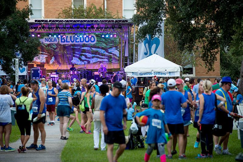 The hue of the day was blue, but the mood was festive at the annual NOLA BlueDoo Party/Walk/Run.