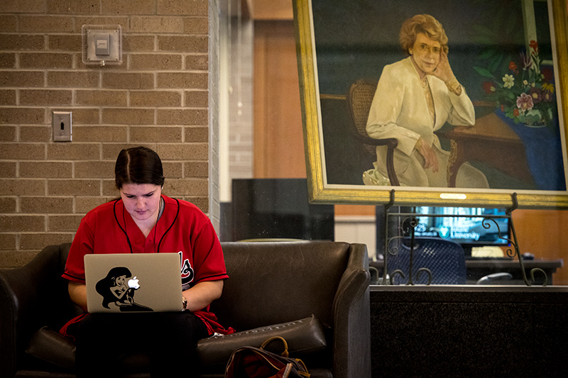 A portrait of Corinne C. “Lindy” Boggs graces the lobby of the Boggs Center for Energy and Biotechnology.