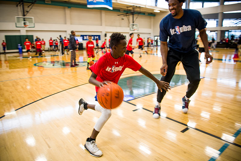 Approximately 1,000 children from the New Orleans area participated in Jr. NBA All-star workshop held in the Reily Center gym on Friday. Current and former NBA players were on hand to lend a hand teaching skills and interacting with the kids. 