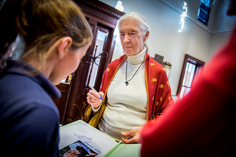 Lucky guests meet with Jane Goodall before her sold out lecture on Thursday. 