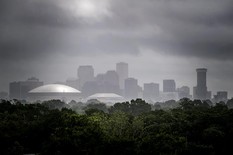 Local weather makes for dramatic views across the city.
