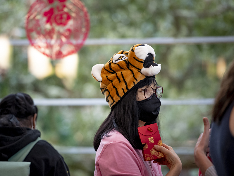A headdress celebrates the Year of the Tiger.