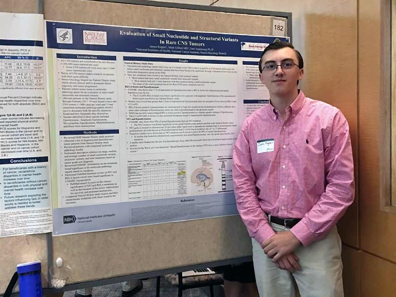 A rising sophomore at Tulane, James Rogers spent his summer as an intern at the National Institutes of Health where he conducted research on the total number of mutations found in a small subset of rare central nervous system tumor patients. (Photo by Nic