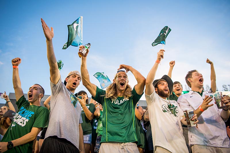 The student section in Yulman Stadium reacts to a play during the Green Wave’s 66-21 victory over Southern University during Tulane’s home-opener on Saturday (Sept. 10). 