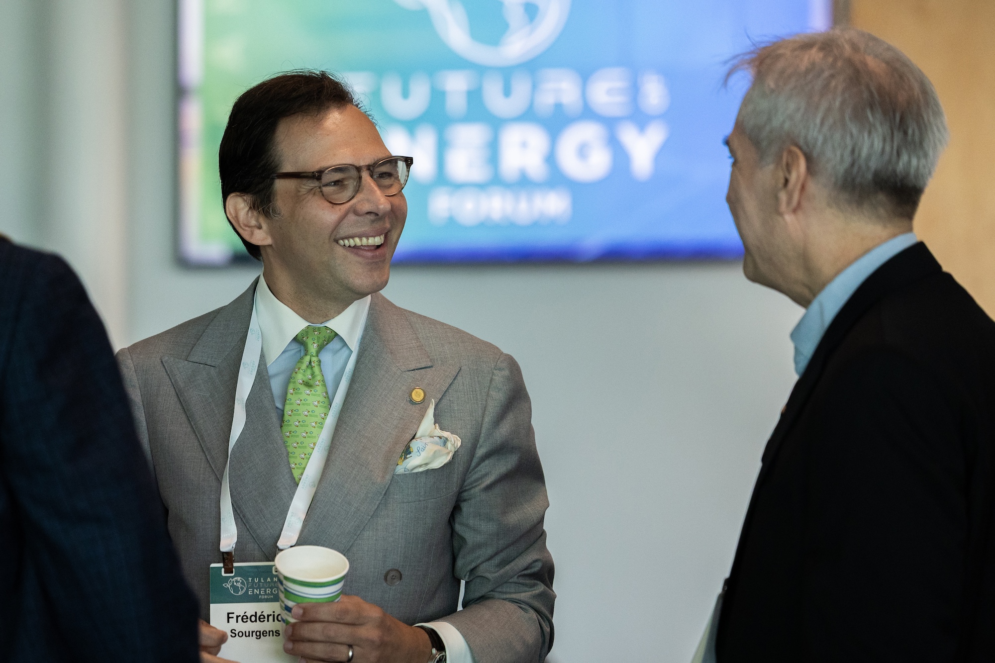 Frédéric Sourgens talks to attendee
