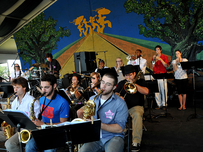 The Tulane Jazz Orchestra preforms at Jazz Fest 2011.