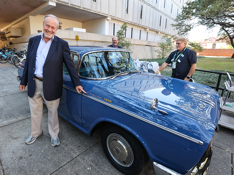 Retired professor Cedric Walker gifted an antique car called the Cedric