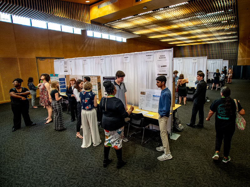 Over 200 middle and high school students participated in the annual Greater New Orleans Science and Engineering Fair (GNOSEF) held on the 2nd-floor of the Lavin-Bernick Center on the uptown campus.
