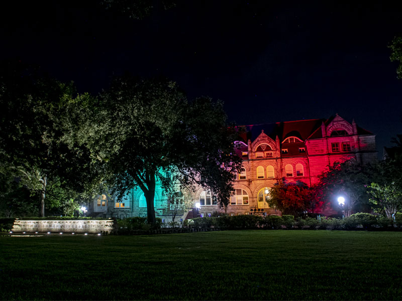 As a part of Pride Month, Tulane lit up the front of Gibson Hall in commemoration of the Stonewall demonstrations.