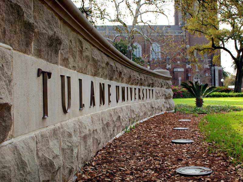 Tulane University sign Tulane University sign