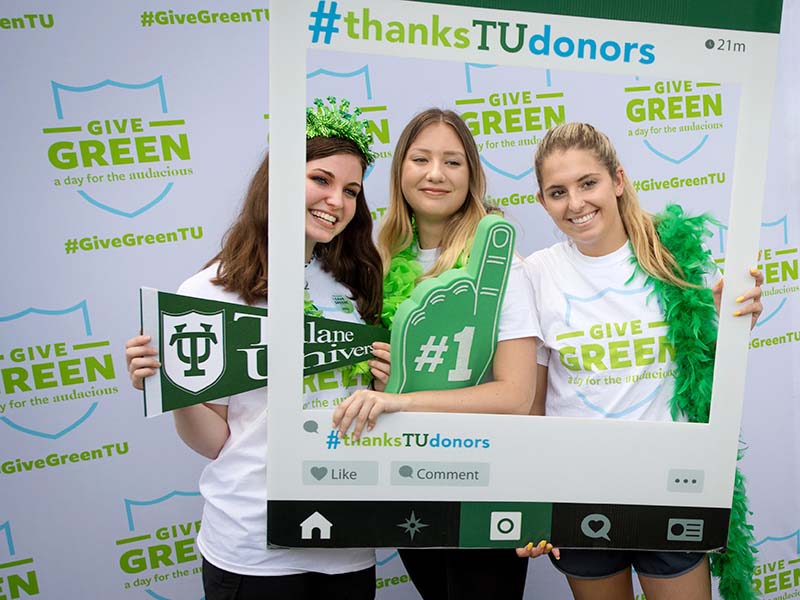 A record amount of donors contributed more than $130 million to Tulane University in 2018-19, including more than $780,000 in 24 hours during the annual Give Green event. (Photo by Jennifer Zdon)