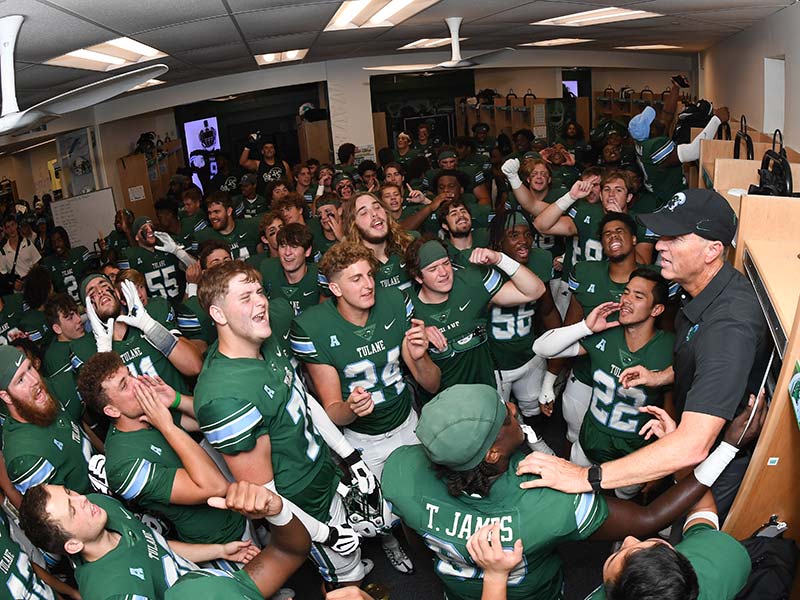 Tulane Green Wave football team with Coach WIllie Fritz