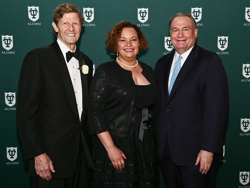 Darryl D. Berger, Lisa Jackson and Tulane President Mike Fitts