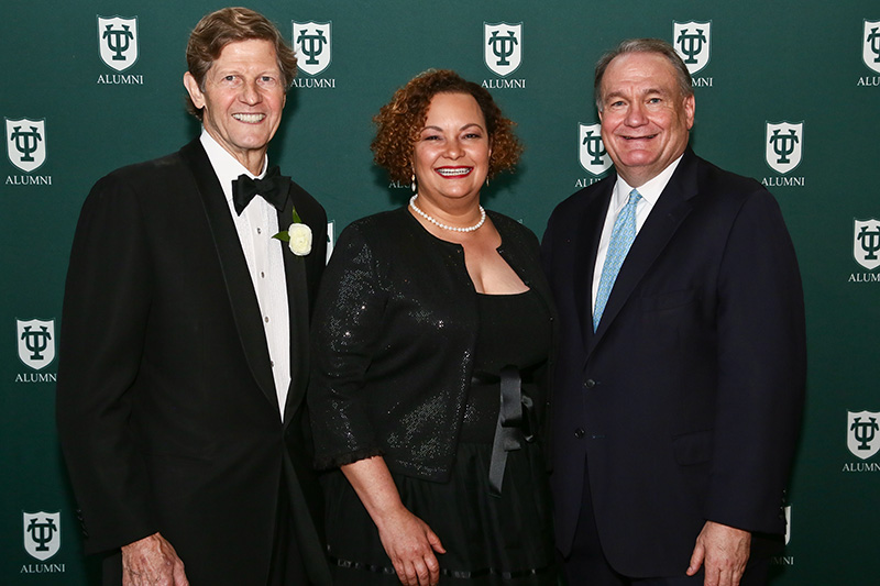 Darryl D. Berger, Lisa Jackson and Tulane President Mike Fitts