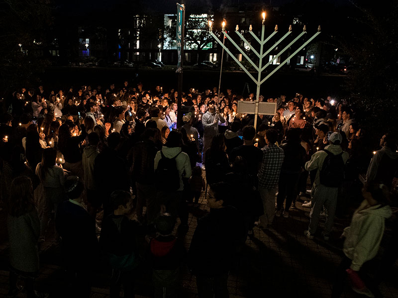 Tulane lighting of the Menorah for Chanukah