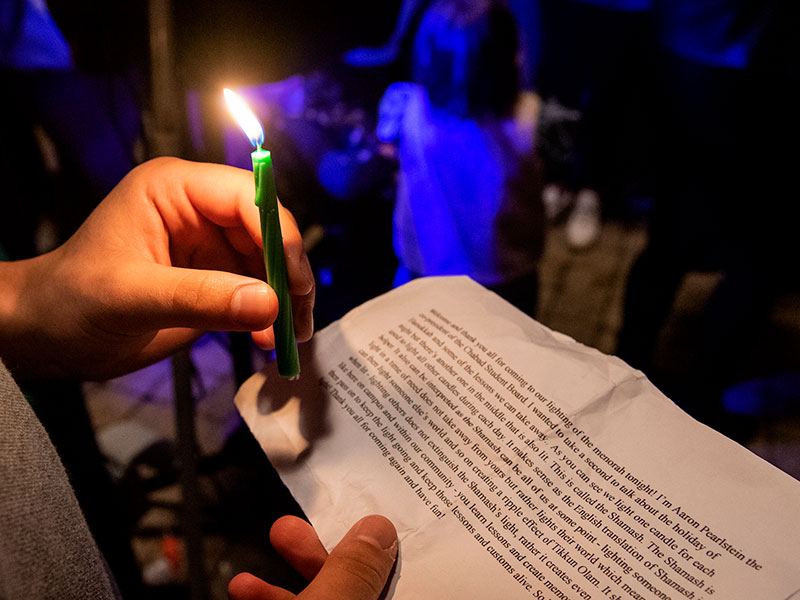 Tulane lighting of the Menorah for Chanukah