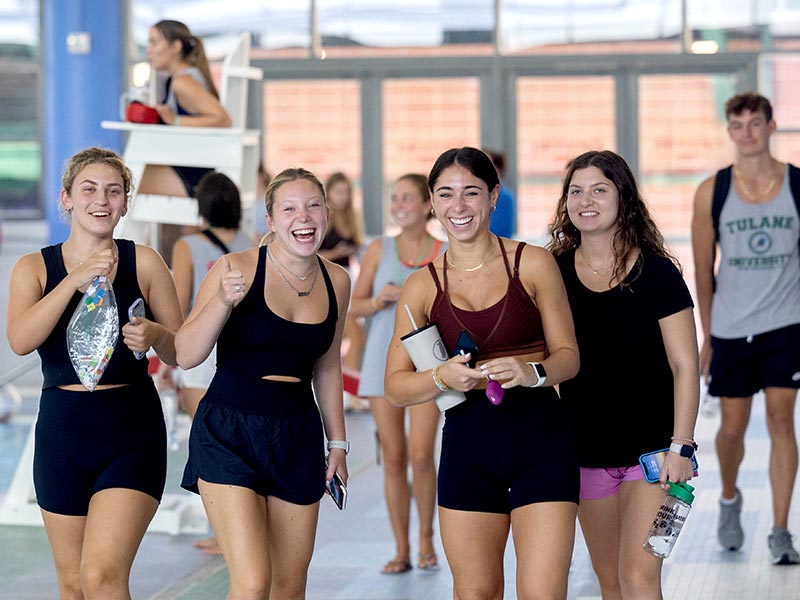 Students and student lifeguards at the natatorium