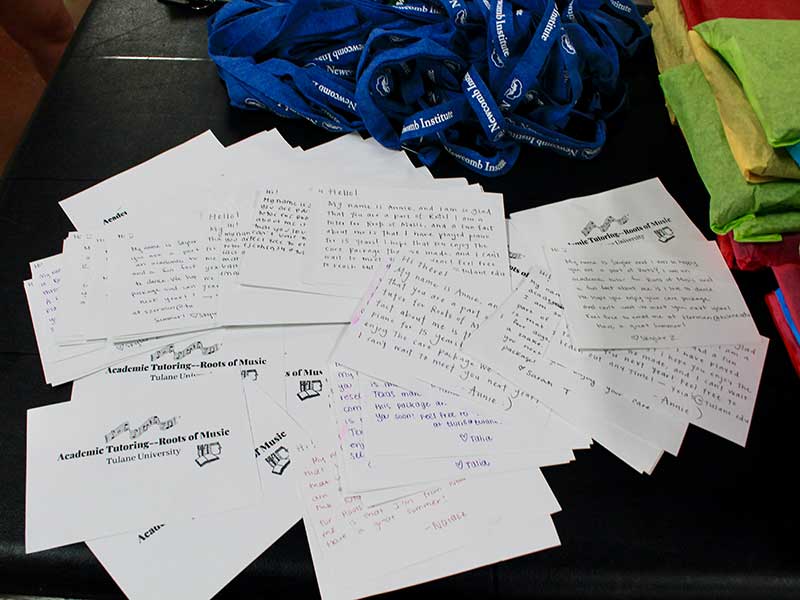 Notes that were included in care packages given to local grade-school music students