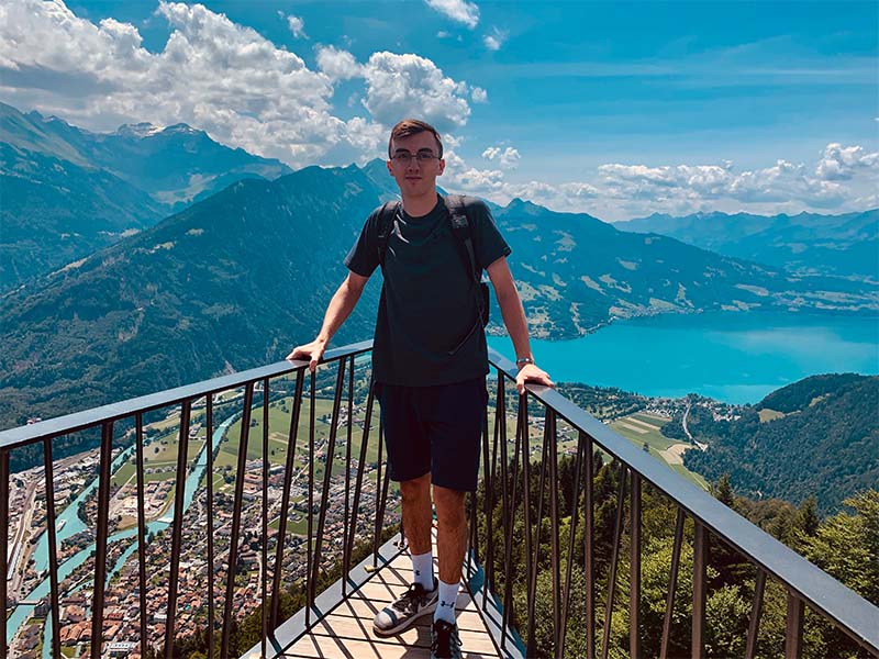 Tulane senior James Rogers spent the summer of 2019 researching a type of brain cancer called glioblastoma, an extremely aggressive type of tumor, in patients in Zürich, Switzerland. (Photo courtesy of James Rogers)