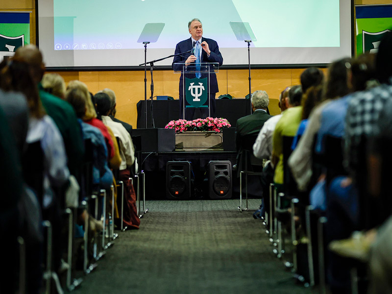 President Michael A. Fitts at the 2022 State of the University address