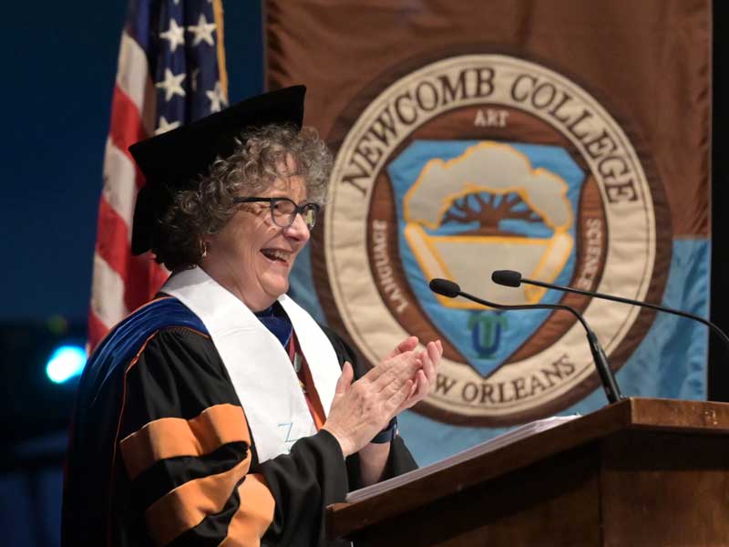 Sally Kenney, executive director of Newcomb Institute, congratulates the Newcomb graduates and recognizes the faculty and staff for their dedication. 