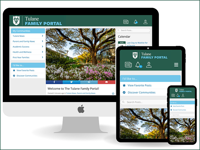 Tulane Family Portal sign-in page