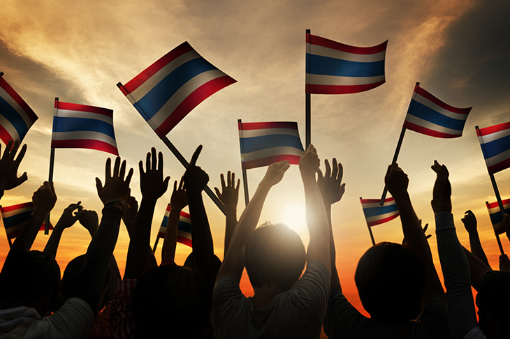 Waving flags in Thailand