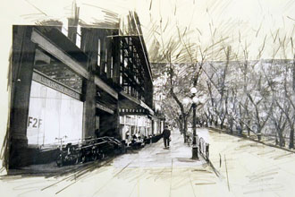 Urban design drawing by Grover Mouton