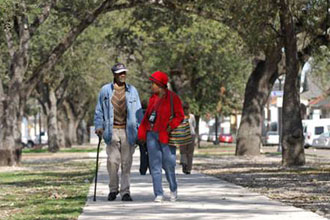 Walking in a New Orleans neighborhood