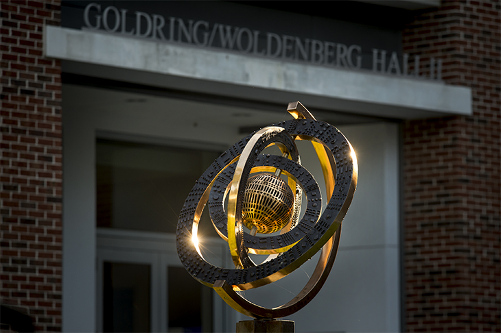 Sculpture shines in the a.m. light.