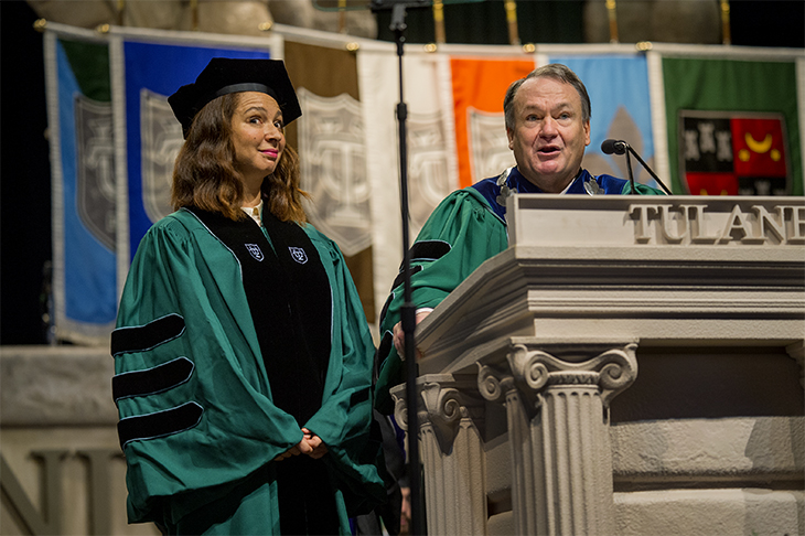 Maya Rudolph and Mike Fitts at Tulane University Commencement 2015 at Mercedes-Benz Superdome