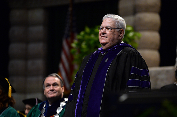 Earl Retif on stage at commencement 2015 Earl Retif on stage at commencement 2015