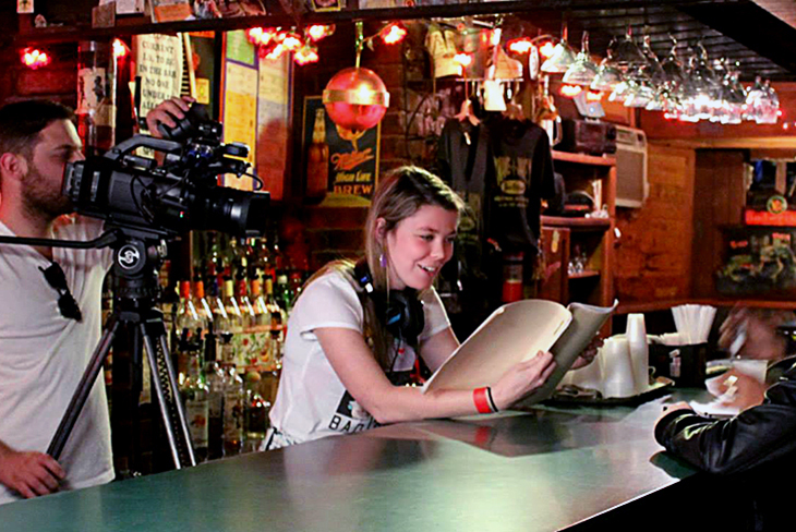 Rachel Resnick works on location for her capstone project for her digital media production major.