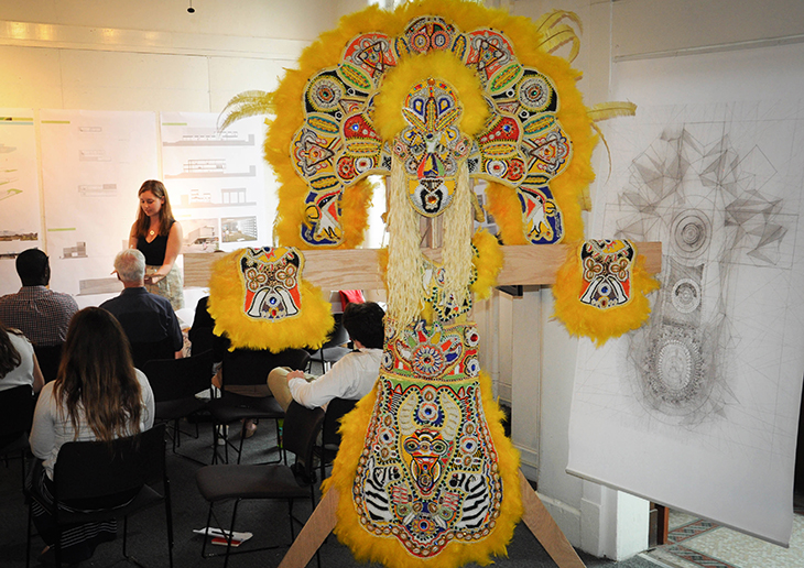 Architecture students study Mardi Gras Indian costumes