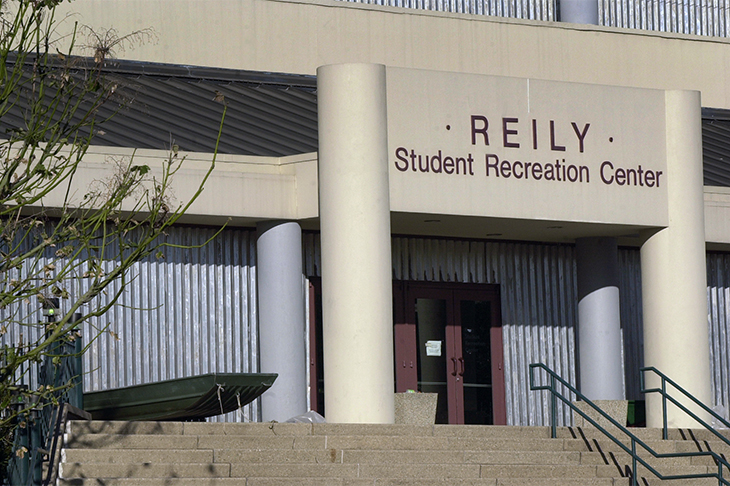 A boat remains on the porch of the Reily Student Recreation Center where senior Tulane administrators rode out the storm and were stranded for several days afterwards.