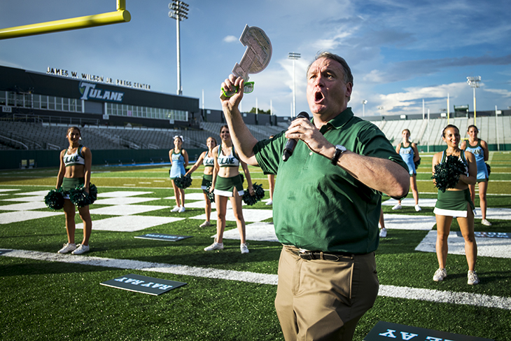 Undergrads check out Yulman Stadium. 