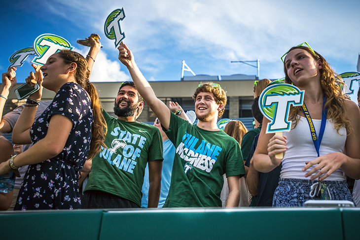 Undergrads check out Yulman Stadium. 