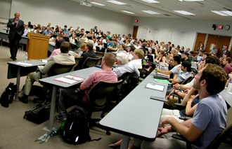 More than 200 students and community members attended the first lecture in the law school's “BP Blowout Lecture Series.” 