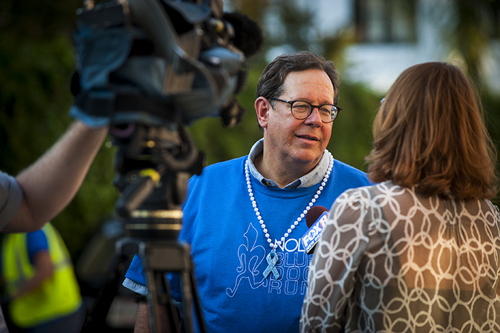 Dr. Oliver Sartor, medical director of the Tulane Cancer Center, greets the local media.