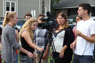 Students in filmmaking course Students in filmmaking course