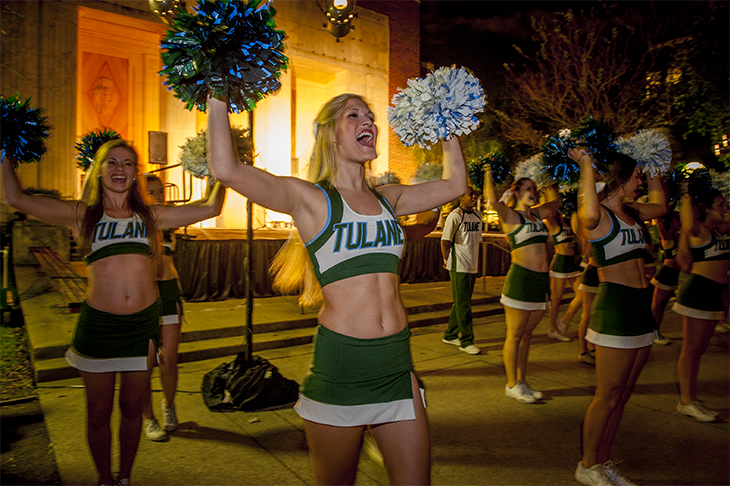 Homecoming festivities begin with the Lighting of McAlister. 