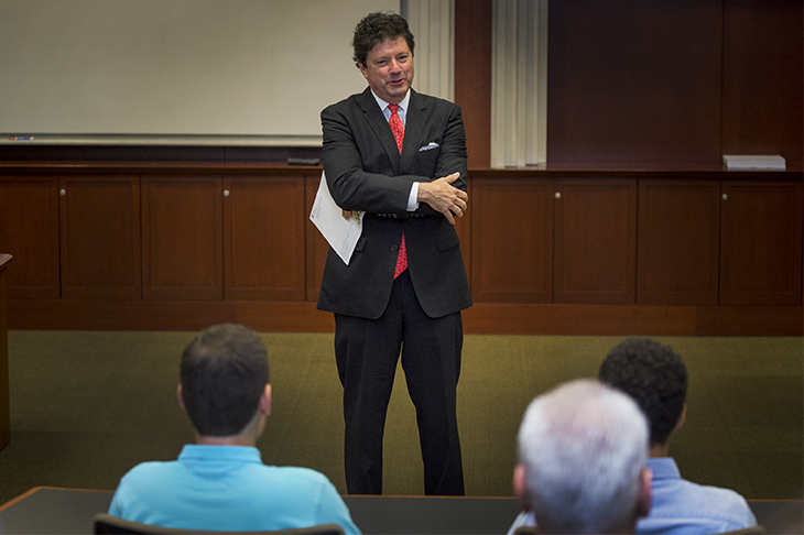 Peter Ricchiuti speaks to Homecoming group.