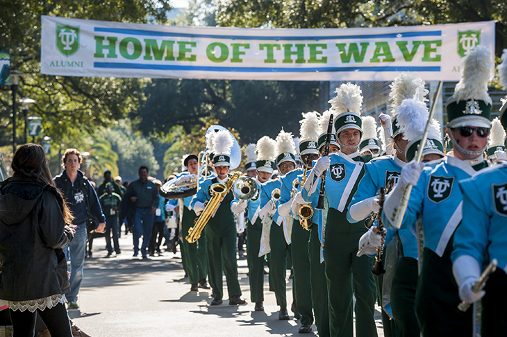 Green Wave fans converge on the Tulane University uptown campus for Homecoming 2014. 