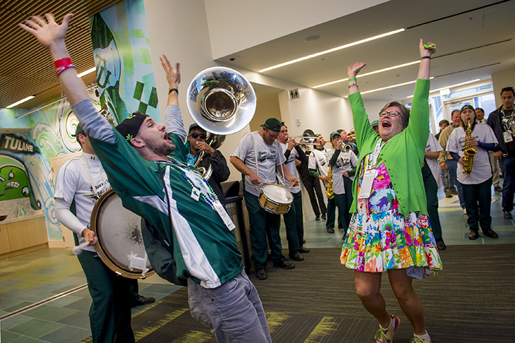 Green Wave fans converge on the Tulane University uptown campus for Homecoming 2014.