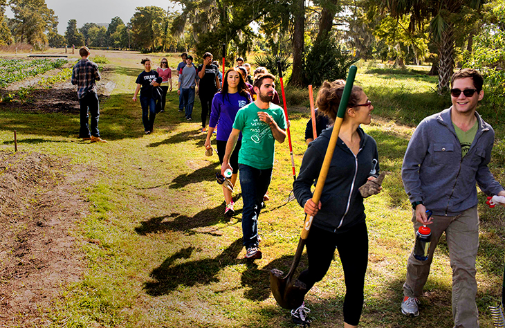 Tulane students at Grow Dat Youth Farm.