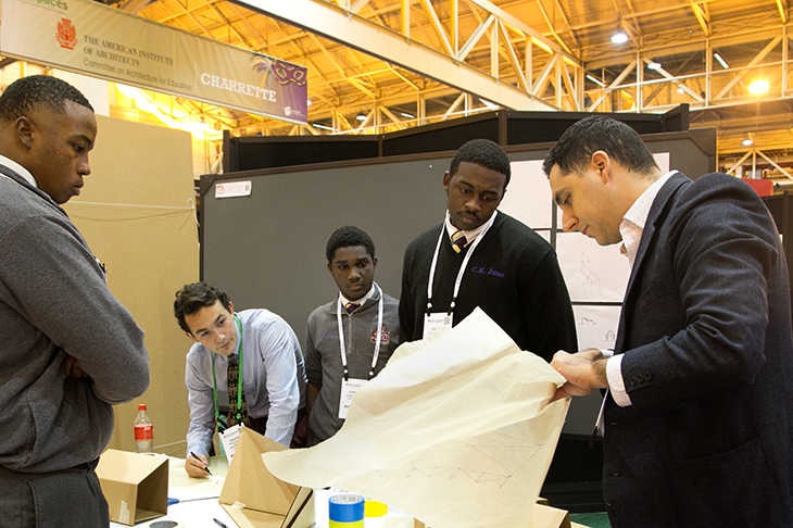 Freddie Dickinson, a mentor for Project Pipeline and a local practitioner at CTA Architecture, and Braham Berg of the Tulane architecture class of 2018, guide Darius Joseph, Christian Octave and Charles Jones of St. Augustine High School Freddie Dickinson, a mentor for Project Pipeline and a local practitioner at CTA Architecture, and Braham Berg of the Tulane architecture class of 2018, guide Darius Joseph, Christian Octave and Charles Jones of St. Augustine High School