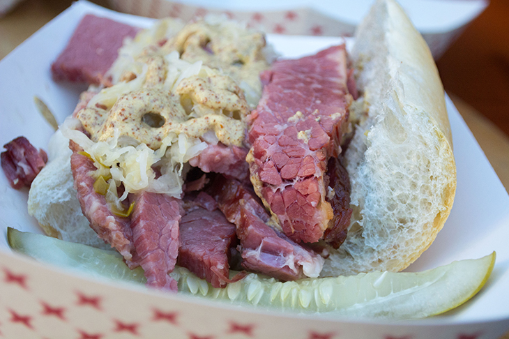 Parkway Bakery presented The Irishman, hand-carved corned beef brisket and pickled cabbage topped with creole mustard Parkway Bakery presented The Irishman, hand-carved corned beef brisket and pickled cabbage topped with creole mustard