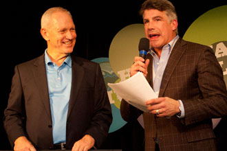 Athletics director Rick Dickson and auctioneer Bryan Batt