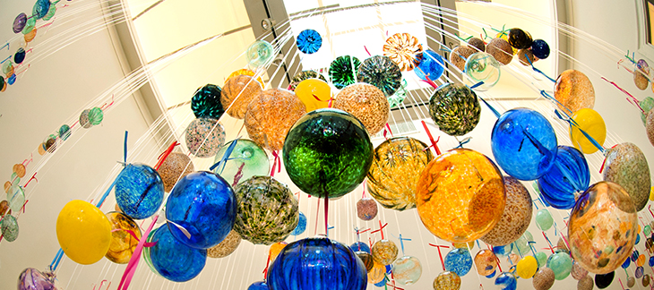 Glass ornaments at Newcomb Holiday Art Sale
